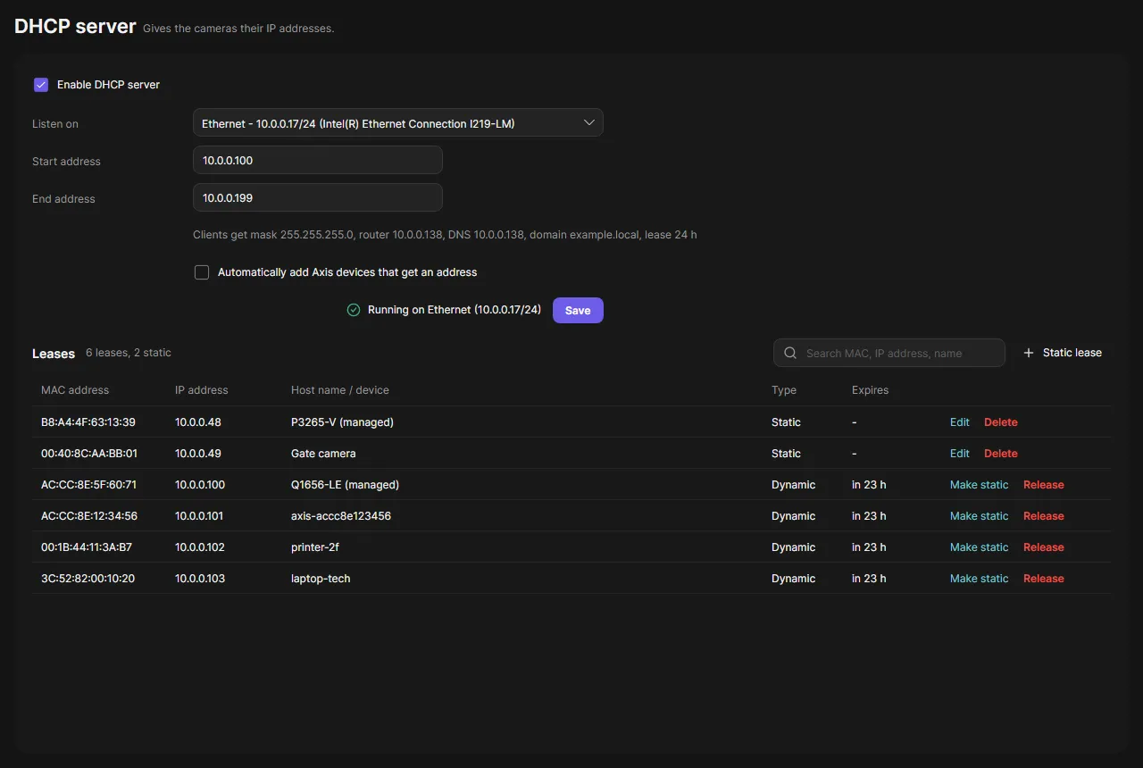 DHCP server