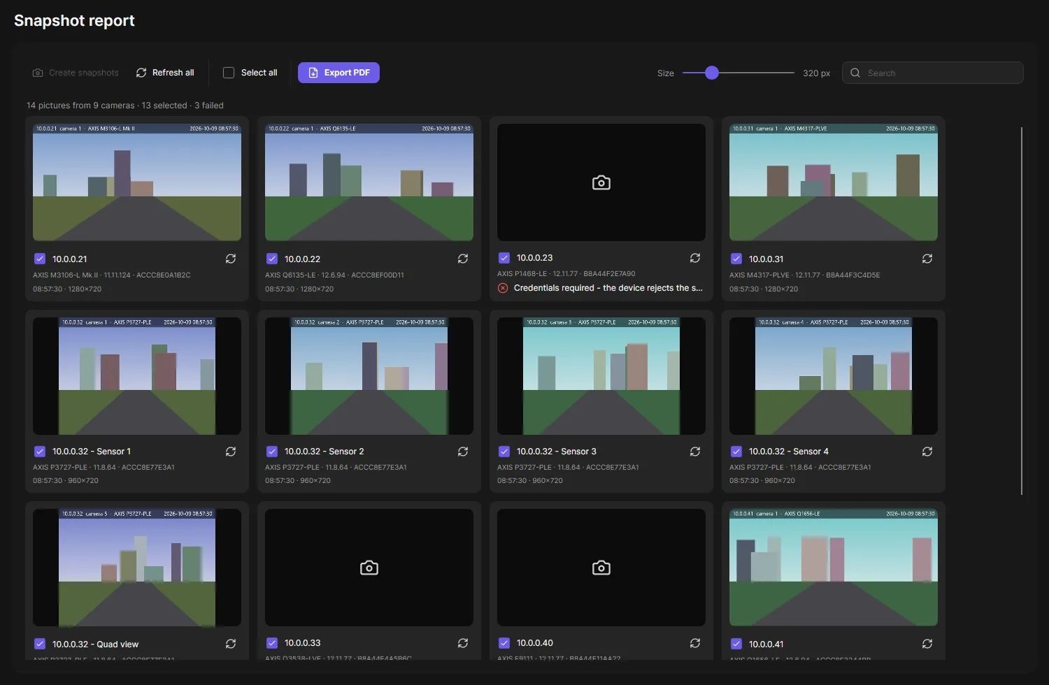 Snapshot report